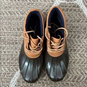Tommy Hilfiger Women’s Tan and Olive Duck Boots Sz 7